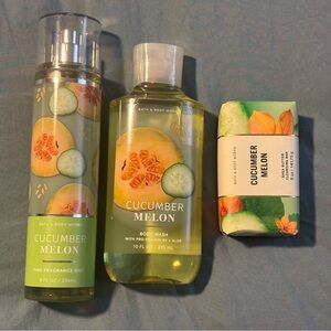 Bath & Body Works Cucumber Melon Body Wash Set of 3 - Mist, Body Wash, Soap